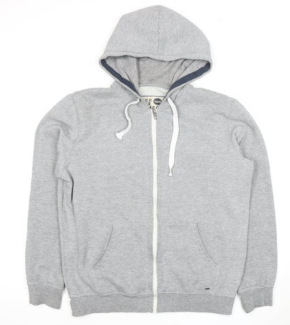 Solid Men's Grey XL Full Zip Hoodie
