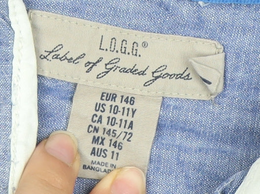 L.O.G.G. Boys Blue Button-Up Shirt, Long Sleeve, 11 Years
