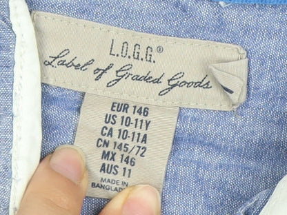 L.O.G.G. Boys Blue Button-Up Shirt, Long Sleeve, 11 Years