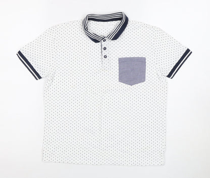 Zara Boys White Polo Shirt with Polka Dot Design, Size 11 Years