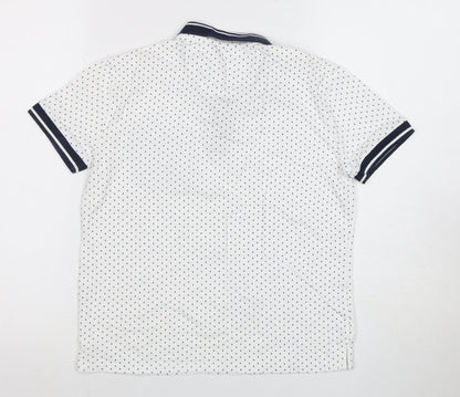 Zara Boys White Polo Shirt with Polka Dot Design, Size 11 Years