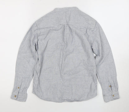 Zara Kids Boys Grey Striped Button-Up Shirt 9 Years