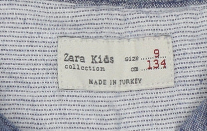 Zara Kids Boys Grey Striped Button-Up Shirt 9 Years