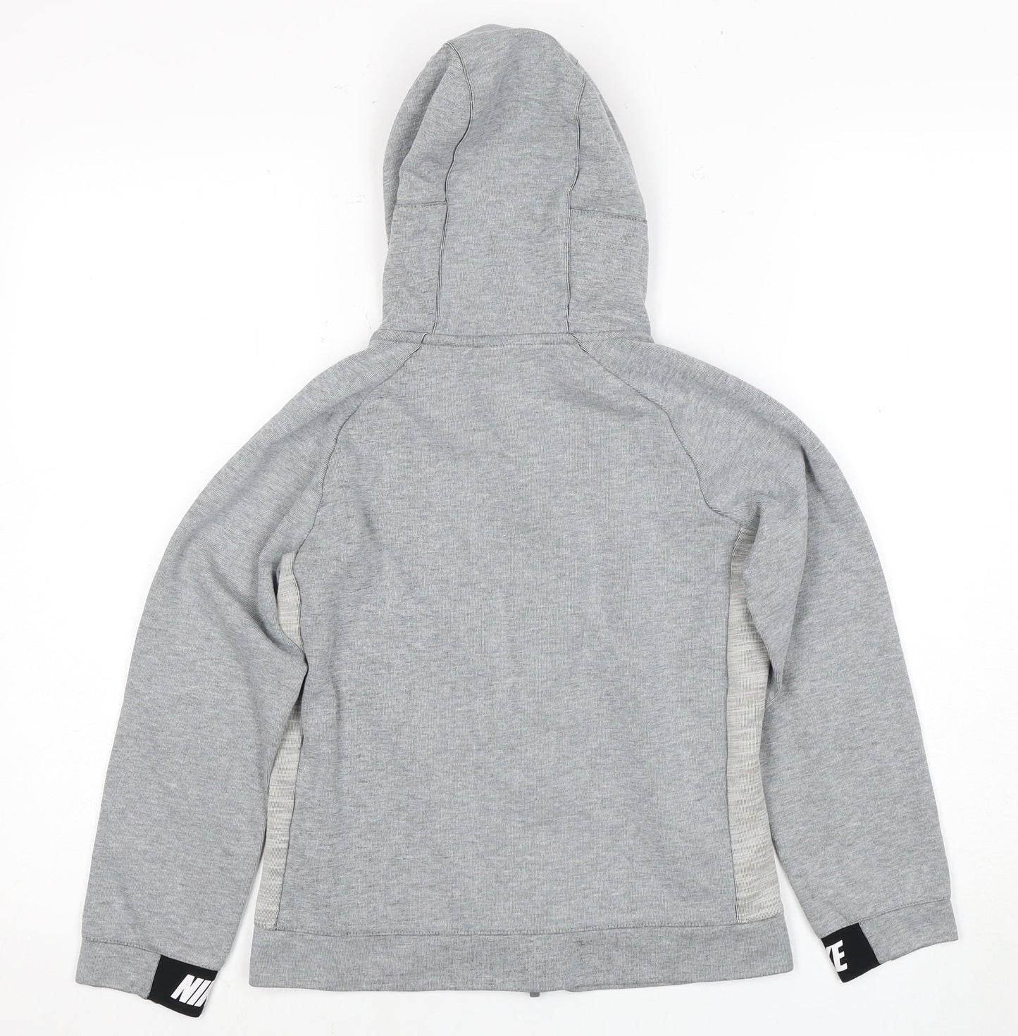 Nike Boys Grey Full Zip Hoodie M with Logo Accent