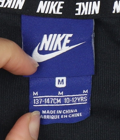 Nike Boys Grey Full Zip Hoodie M with Logo Accent