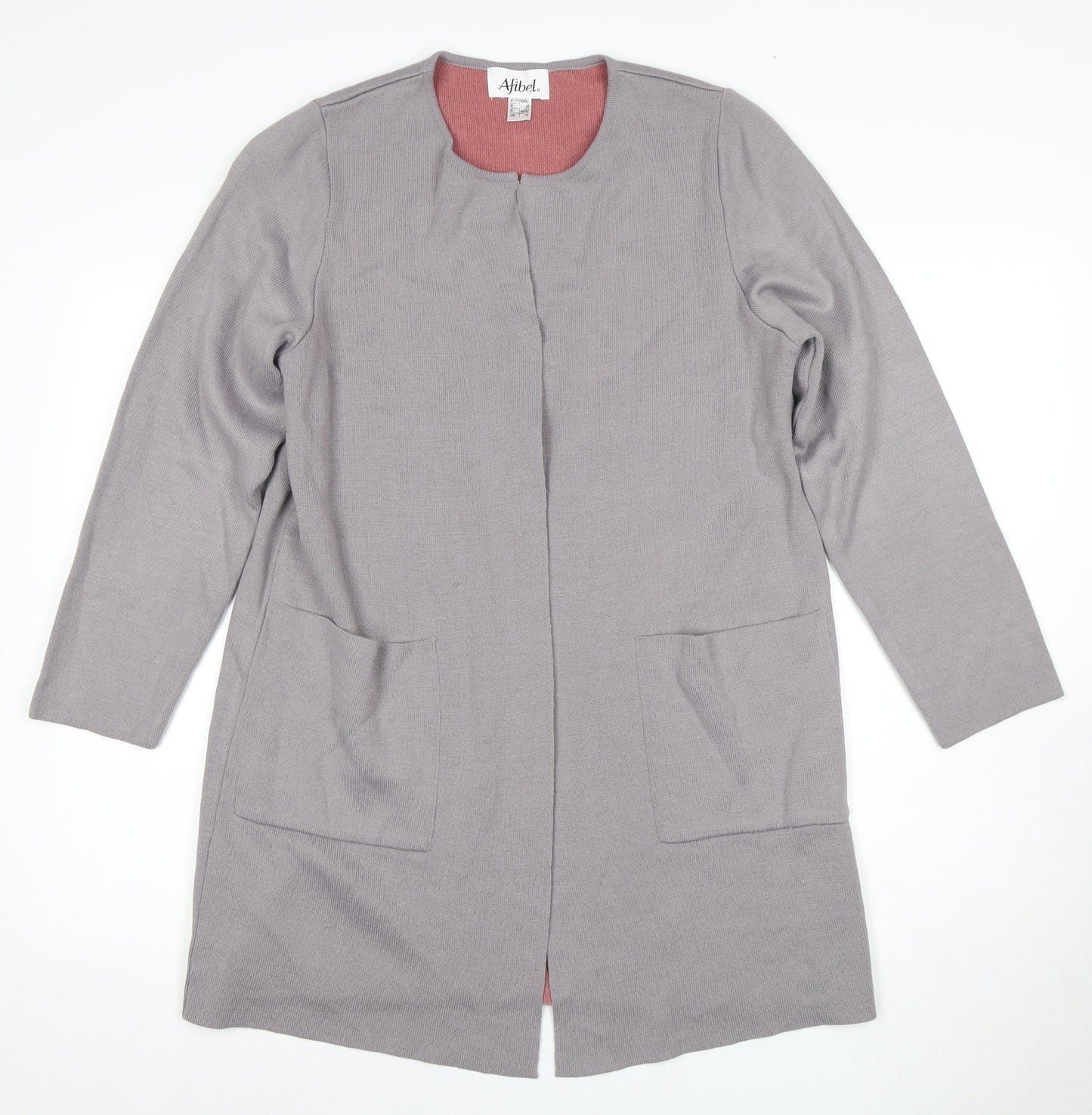 Womens UK Size 14 Afibel Grey Cardigan Jumper