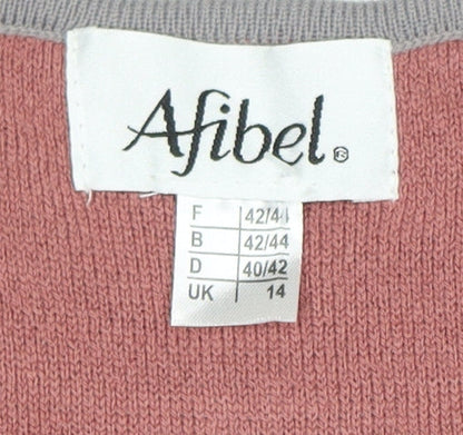 Womens UK Size 14 Afibel Grey Cardigan Jumper