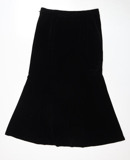 Amaranto Women's Black A-Line Velvet Midi Skirt Size 12