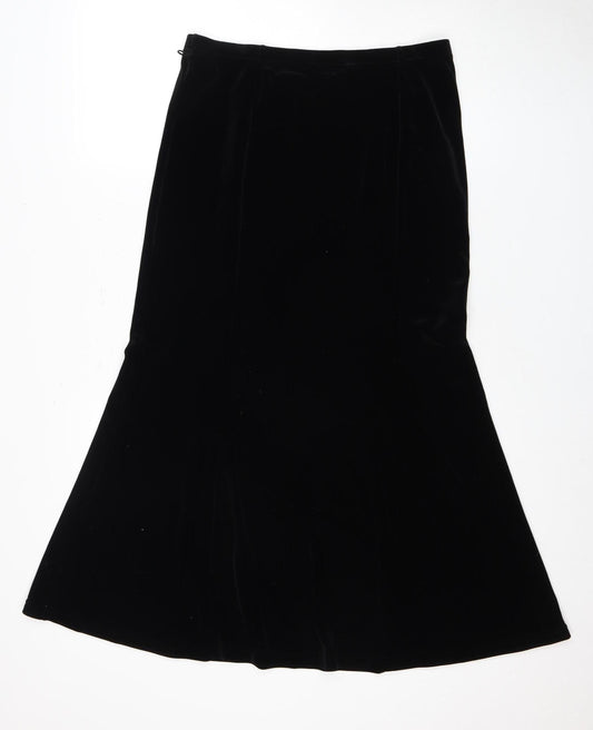 Amaranto Women's Black A-Line Velvet Midi Skirt Size 12