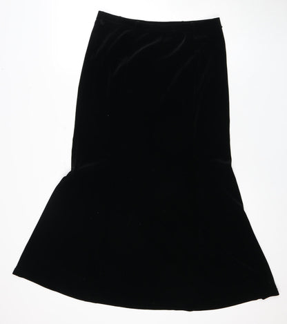 Amaranto Women's Black A-Line Velvet Midi Skirt Size 12