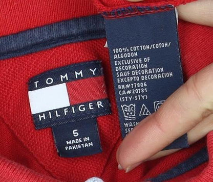 Tommy Hilfiger Boys Red Polo Shirt S Regular Fit
