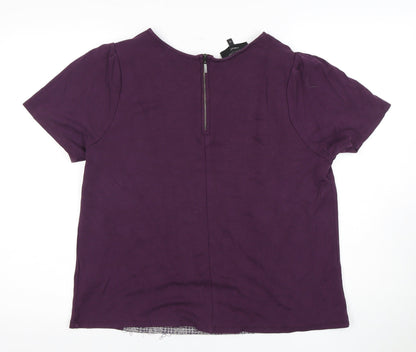 Next Women's Purple Check T-Shirt - Size 18
