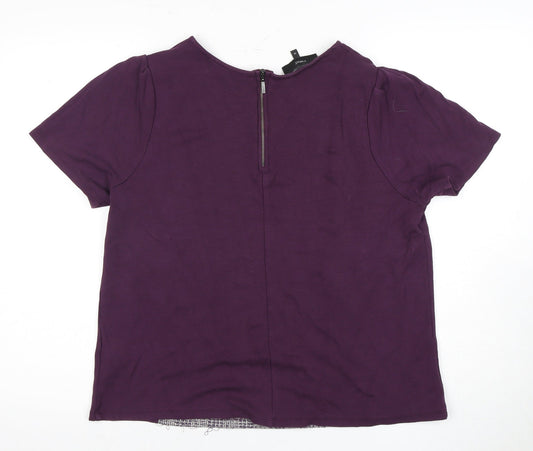 Next Women's Purple Check T-Shirt - Size 18