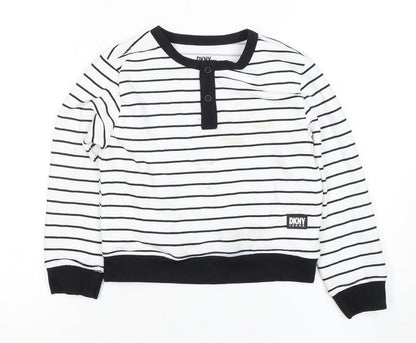 DKNY Boys Henley Striped Hoodie White 5 Years