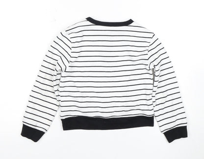DKNY Boys Henley Striped Hoodie White 5 Years