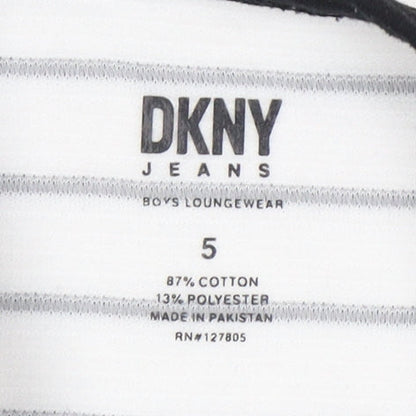 DKNY Boys Henley Striped Hoodie White 5 Years