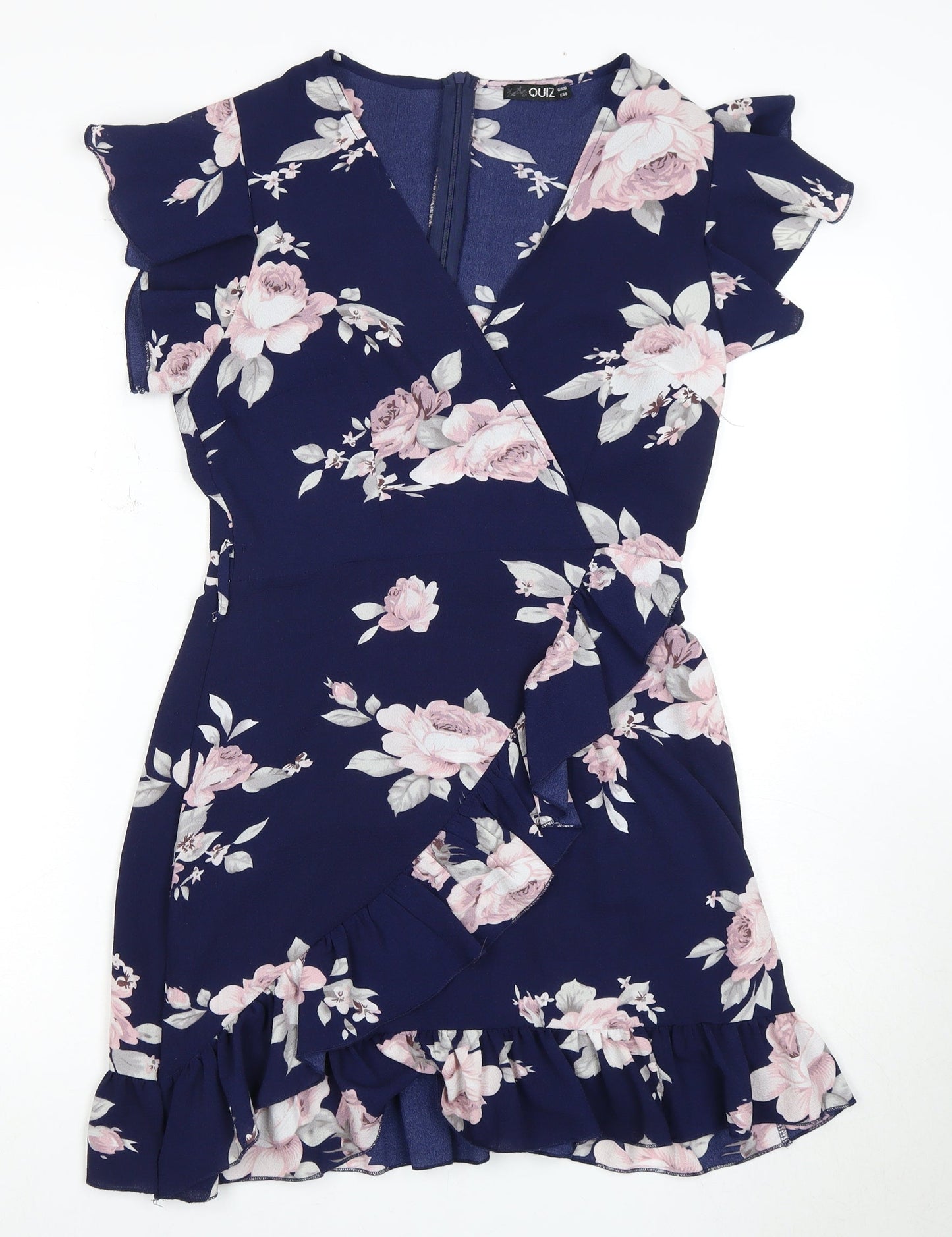 Quiz Women's Floral Wrap Dress Size 8 Multicoloured