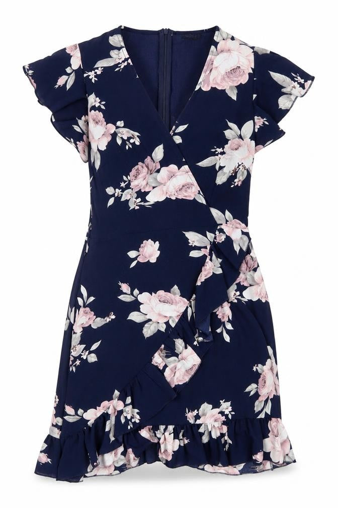 Quiz Women's Floral Wrap Dress Size 8 Multicoloured