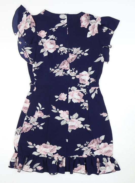 Quiz Women's Floral Wrap Dress Size 8 Multicoloured