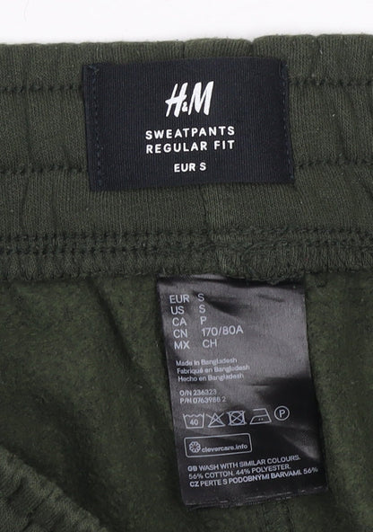 Mens UK Size S H&M Regular Fit Sweatpants Green Trousers