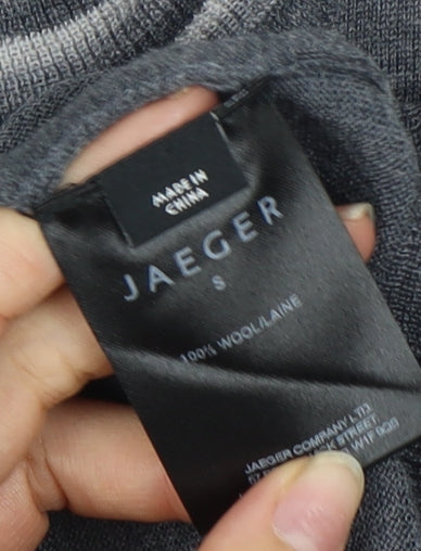 Jaeger Men's Grey Wool 1/2 Zip Jumper - Small
