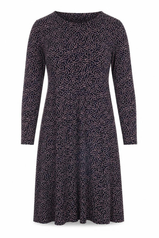 Front view of Crew Clothing Heart Print Jersey Shift Dress Multicoloured 12