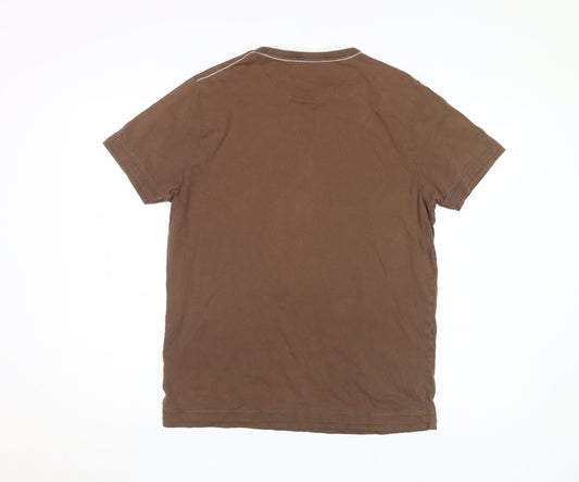 Jasper Conran Men's Brown V-Neck T-Shirt Size M