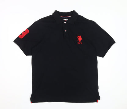 U.S. Polo Assn. Men's Polo Black M Short Sleeve