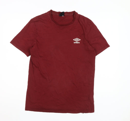 Umbro Men's Red Cotton Crew Neck T-Shirt, Size M