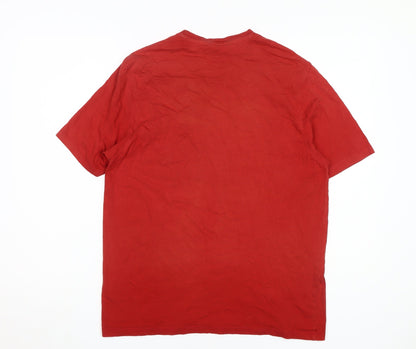 Marks and Spencer Men’s Red Crew Neck T-Shirt - Medium