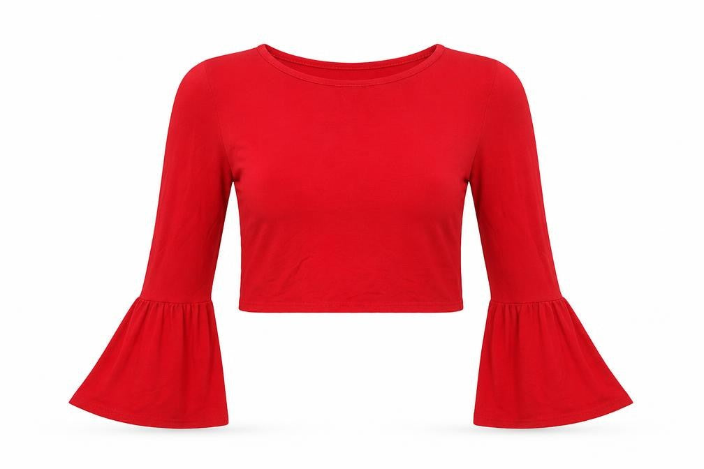 Womens UK Size 14 Pink Vanilla Red Cropped T-Shirt