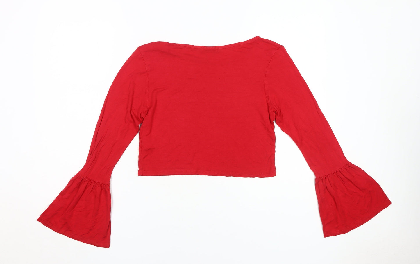 Womens UK Size 14 Pink Vanilla Red Cropped T-Shirt