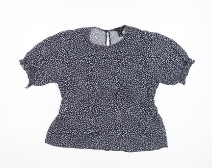 New Look Women's Blue Floral Blouse Size 14