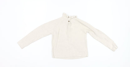 Next Girls Beige Pullover Jumper 5-6 Years Crochet Accents