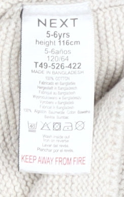 Next Girls Beige Pullover Jumper 5-6 Years Crochet Accents