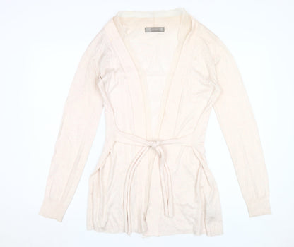 Womens UK Size M Zara Beige Cardigan Jumper