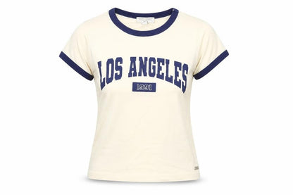 Teens UK Size XS Pull & Bear Beige Ringer T-Shirt