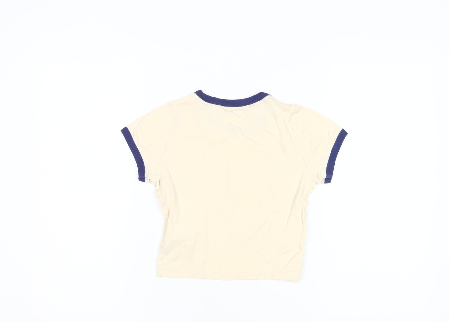 Teens UK Size XS Pull & Bear Beige Ringer T-Shirt