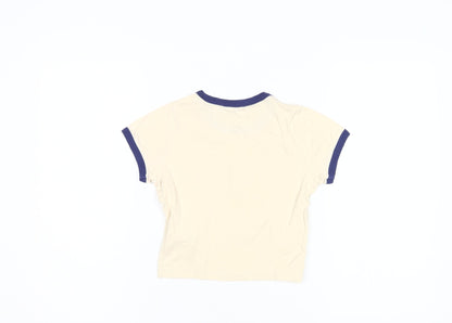 Teens UK Size XS Pull & Bear Beige Ringer T-Shirt