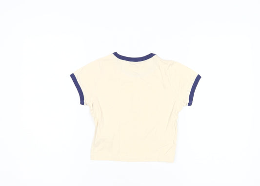 Teens UK Size XS Pull & Bear Beige Ringer T-Shirt
