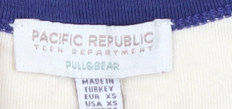 Teens UK Size XS Pull & Bear Beige Ringer T-Shirt