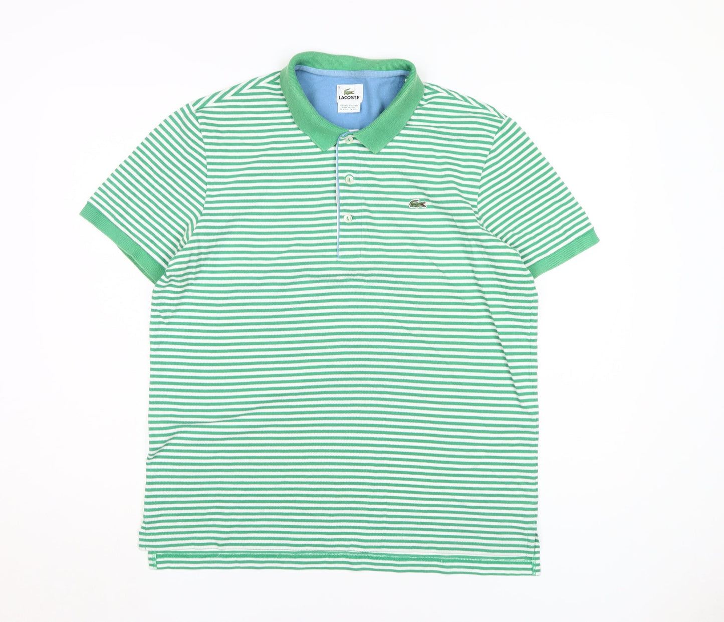 Lacoste Men's Green Striped Polo Shirt