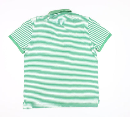 Lacoste Men's Green Striped Polo Shirt
