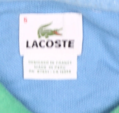 Lacoste Men's Green Striped Polo Shirt