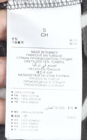 Gap Women's Grey Striped T-Shirt, Size S, 3/4 Sleeve