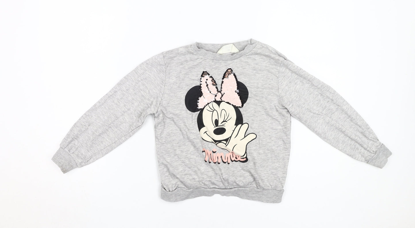 H&M Girls Grey Minnie Mouse Sweatshirt 7-8 Years
