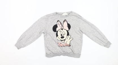 H&M Girls Grey Minnie Mouse Sweatshirt 7-8 Years
