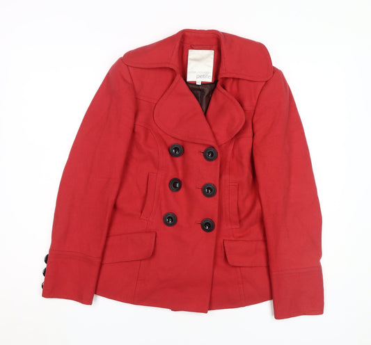 Rocha John Rocha Red Petite Pea Coat Women's Size 10