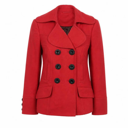 Womens UK Size 10 Rocha John Rocha Red Pea Coat