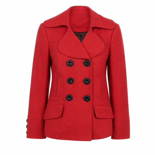 Womens UK Size 10 Rocha John Rocha Red Pea Coat